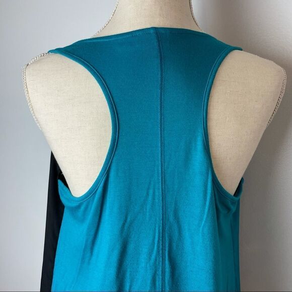 Allen B Blue Black Cream Color Block Sleeveless Round Neck Blouse size L - Picture 7 of 12
